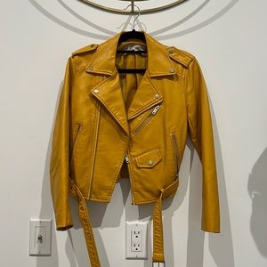 Zara yellow mustard leather jacket